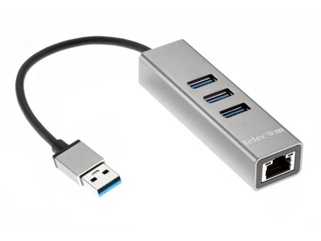 Хаб USB Telecom USB 3.0 - 3xUSB 3.0 + RJ45 TA311U telecom tav4545 2m