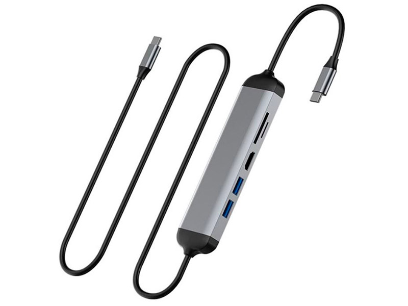 Хаб USB Wiwu Alpha A521H 5 in 1 USB-C Grey 6973218930107