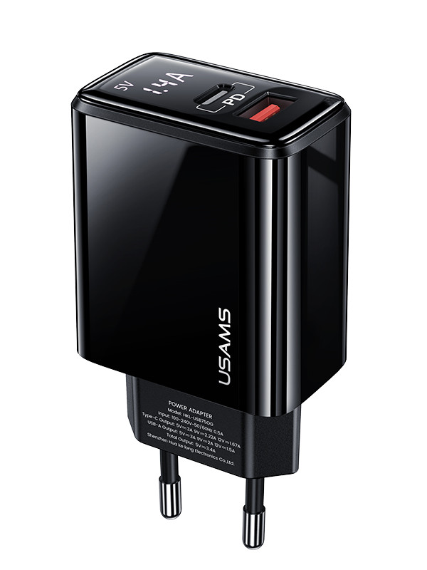 Зарядное устройство Usams US-CC133 T40 QC3.0 + PD Black CC133TC01