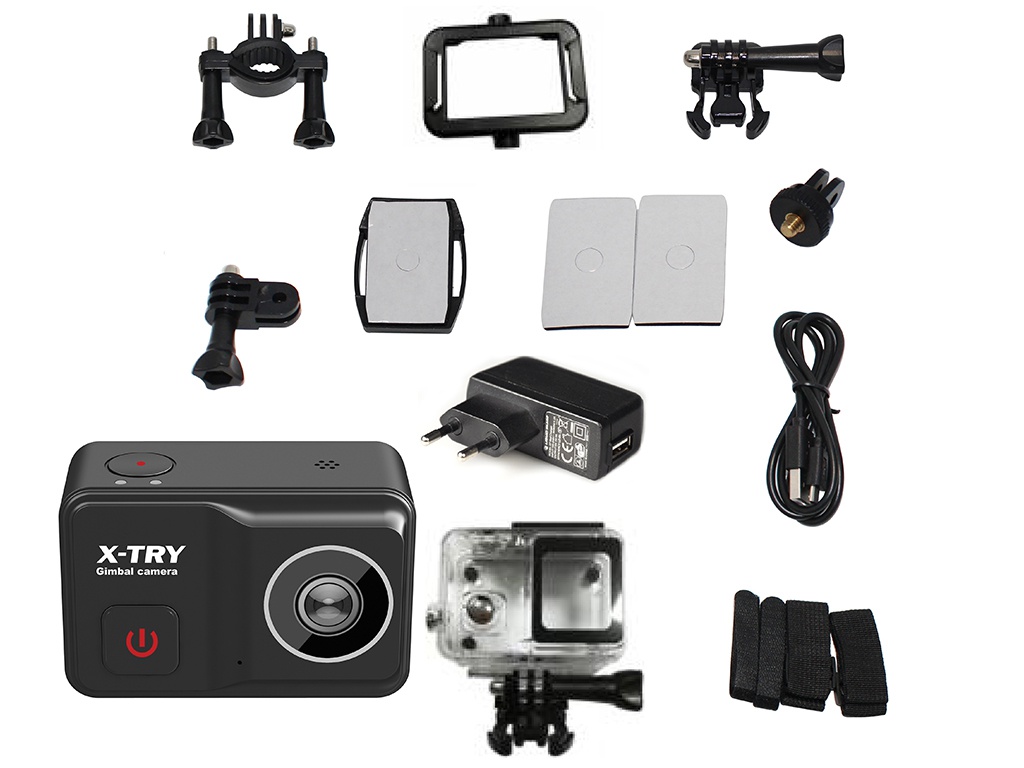 Экшн-камера X-Try XTC502 Gimbal Real 4K/60FPS WDR Wi-Fi Power экшн камера x try xtc504 gimbal real 4k 60fpswdr wifi maximal
