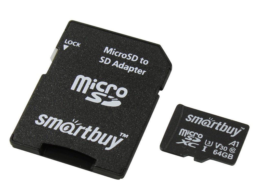 Карта памяти 64Gb - SmartBuy MicroSDHC U3 SB64GBSDU1A-AD цена и фото