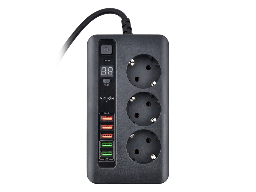 

Сетевой фильтр Vixion BKL-04 3 Socets + 5xUSB 3m Black, BKL-04