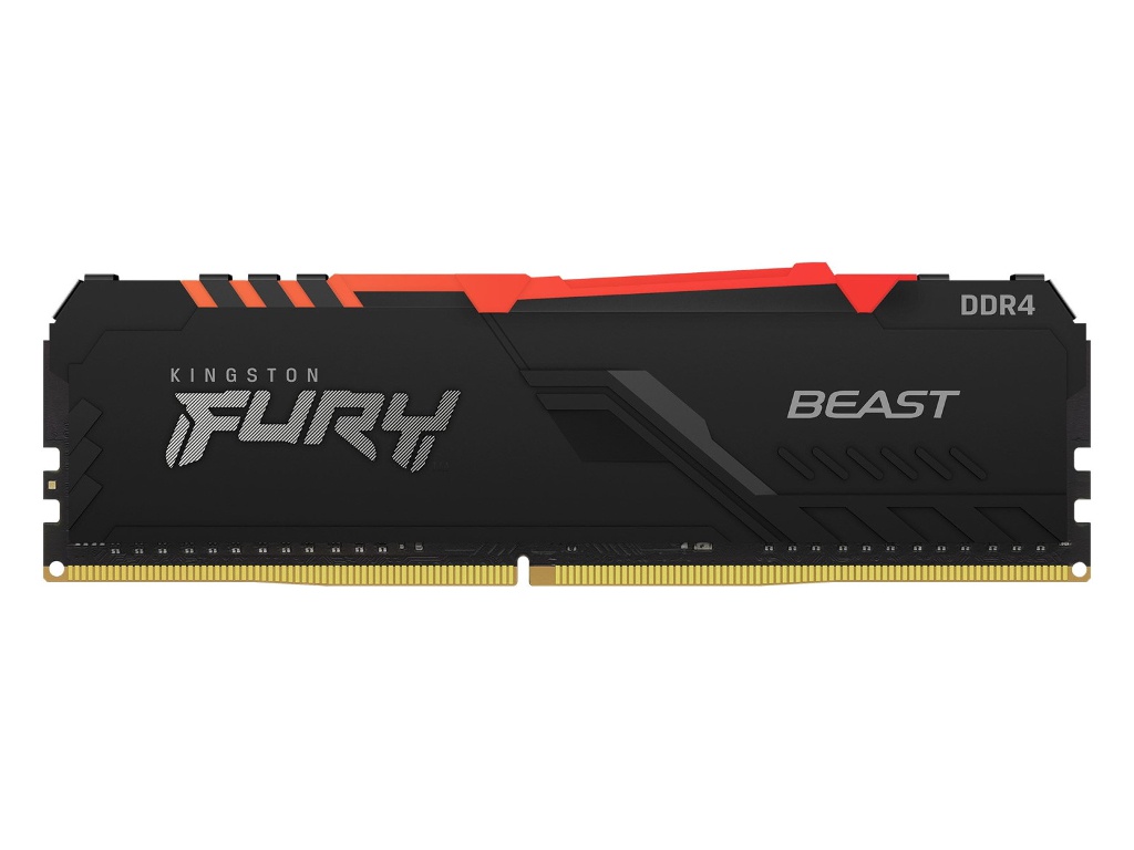 Модуль памяти Kingston Fury Beast Black RGB DDR4 DIMM 3200Mhz PC25600 CL16 - 8Gb KF432C16BBA/8 модуль памяти kingston fury beast black rgb ddr4 dimm 3200mhz pc25600 cl16 8gb kf432c16bba 8