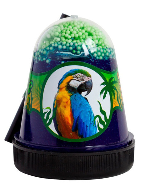фото Слайм slime jungle попугай 130гр с пенопластовыми шариками green s300-24