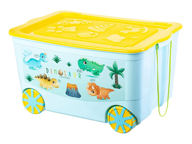 Elan Gallery KidsBox Динозаврики 61x41x33cm 55L с крышкой на колёсах Light Blue-Yellow 640333