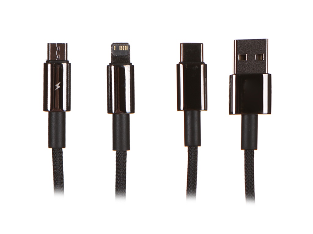  Baseus Tungsten Gold One-for-Three USB - MicroUSB/Lightning/Type-C 3.5A 1.5m Black CAMLTWJ-01