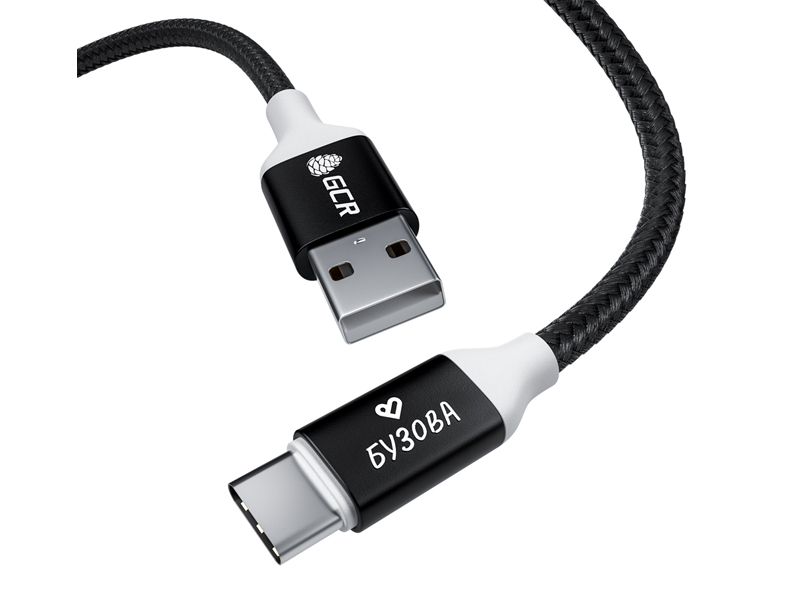 Аксессуар GCR Бузова USB - Type-C 1m Black-White GCR-52934