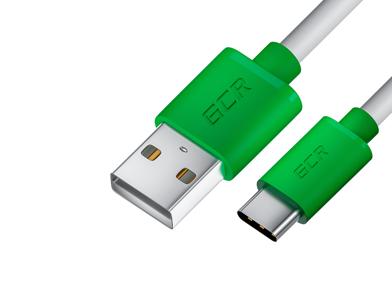 Аксессуар GCR USB - Type-C 1.5m White-Green GCR-53247