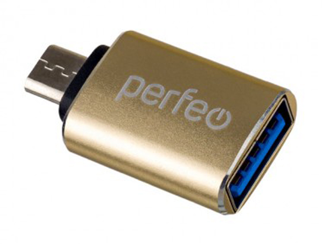Аксессуар Perfeo PF-VI-O012 USB - MicroUSB OTG 3.0 Gold PF_C3001