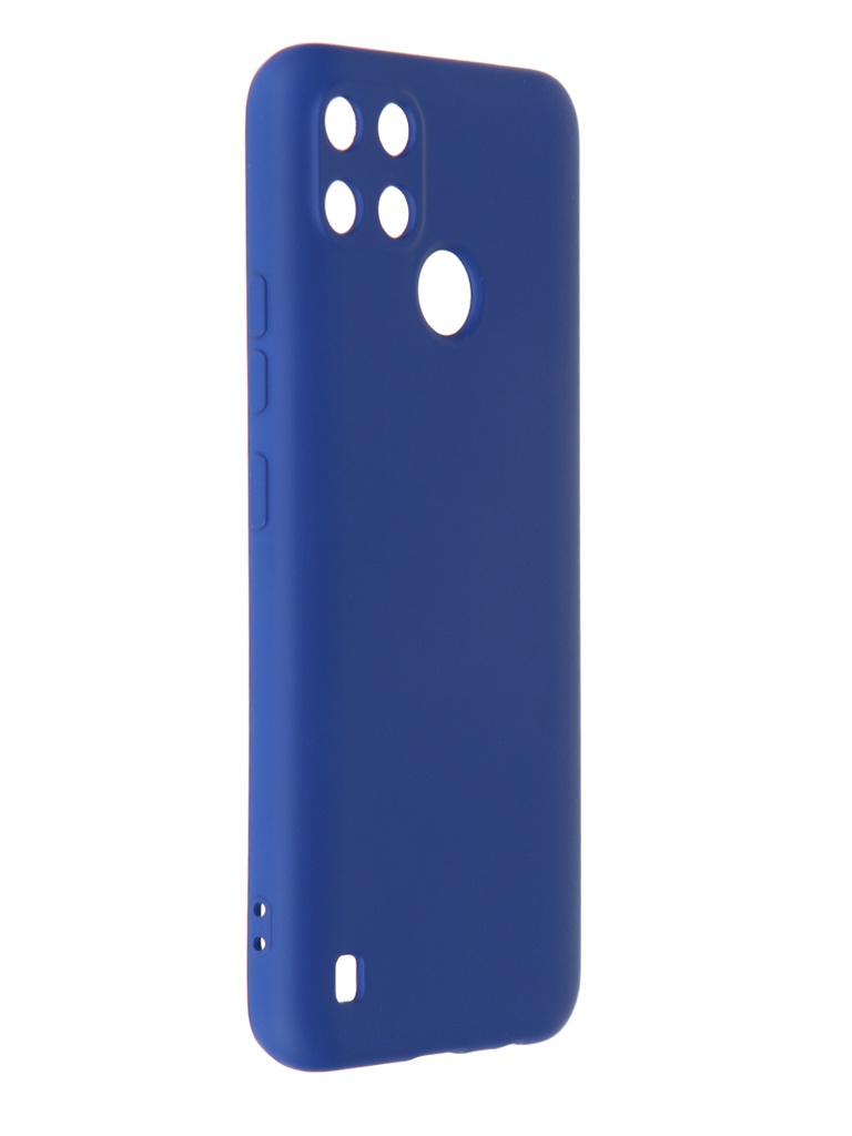 Чехол DF для Realme C21Y с микрофиброй Blue rmOriginal-16 дизайнерский силиконовый с усиленными углами чехол для реалми с21у realme c21y азиатский кот удачи