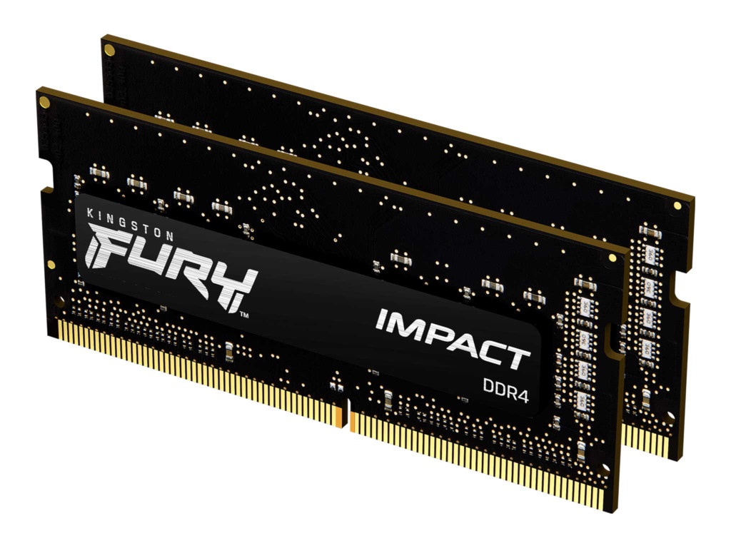 Модуль памяти Kingston Fury Impact DDR4 SO-DIMM 3200Mhz PC25600 CL20 - 16Gb KIT (2x8Gb) KF432S20IBK2/16 оперативная память kingston so dimm ddr4 64gb 2x32gb 3200mhz fury impact kf432s20ibk2 64