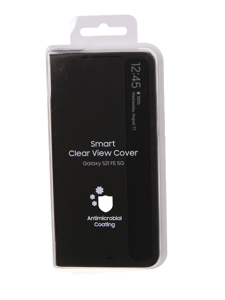 фото Чехол для samsung galaxy s21 fe smart clear view cover dark grey ef-zg990cbegru