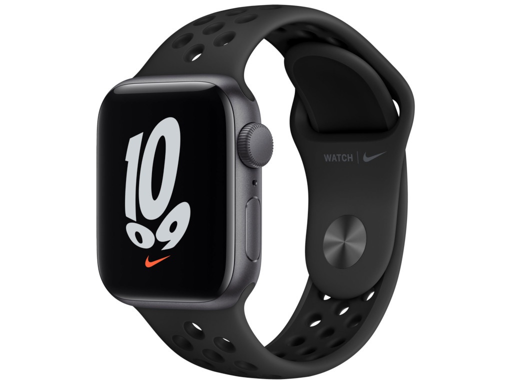 фото Умные часы apple watch se gps 40мм aluminum case with nike sport band, серый космос/антрацитовый/черный