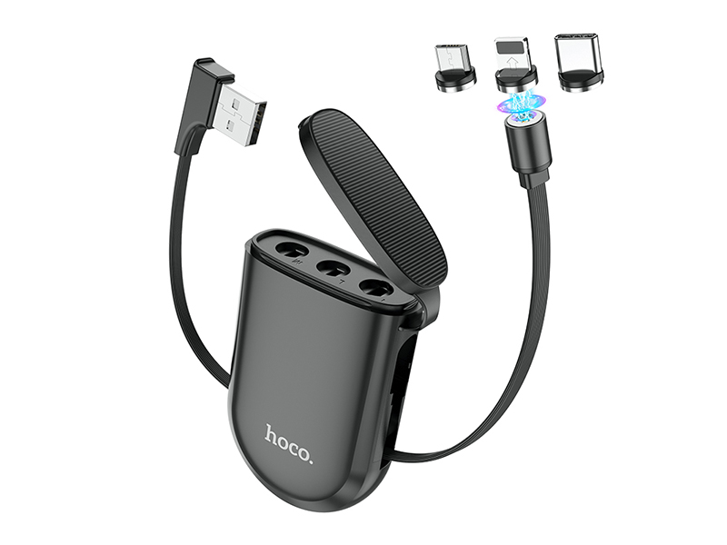 

Аксессуар Hoco S50 3-in-1 Treasure Box Magnetic for Lightning/MicroUSB/Type-C 1m Black, S50