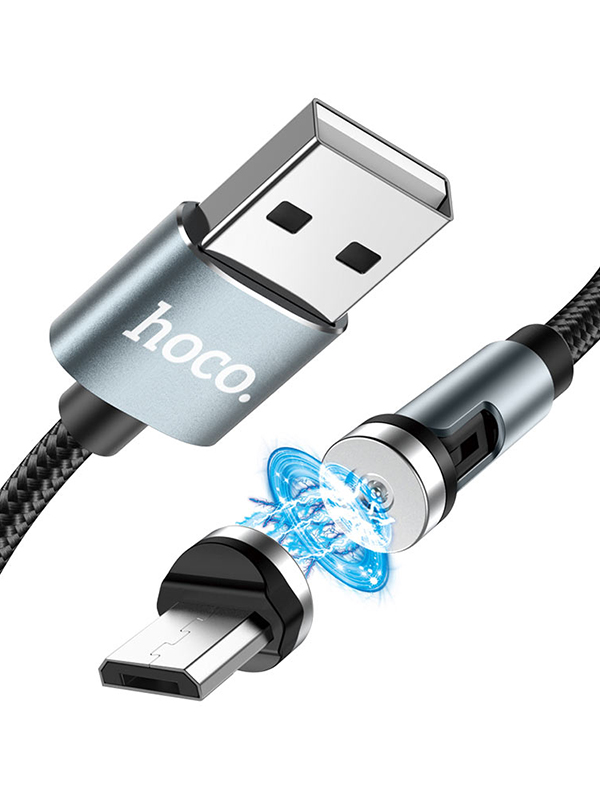 Аксессуар Hoco U94 Universal Rotating USB - MicroUSB 1.2m Black