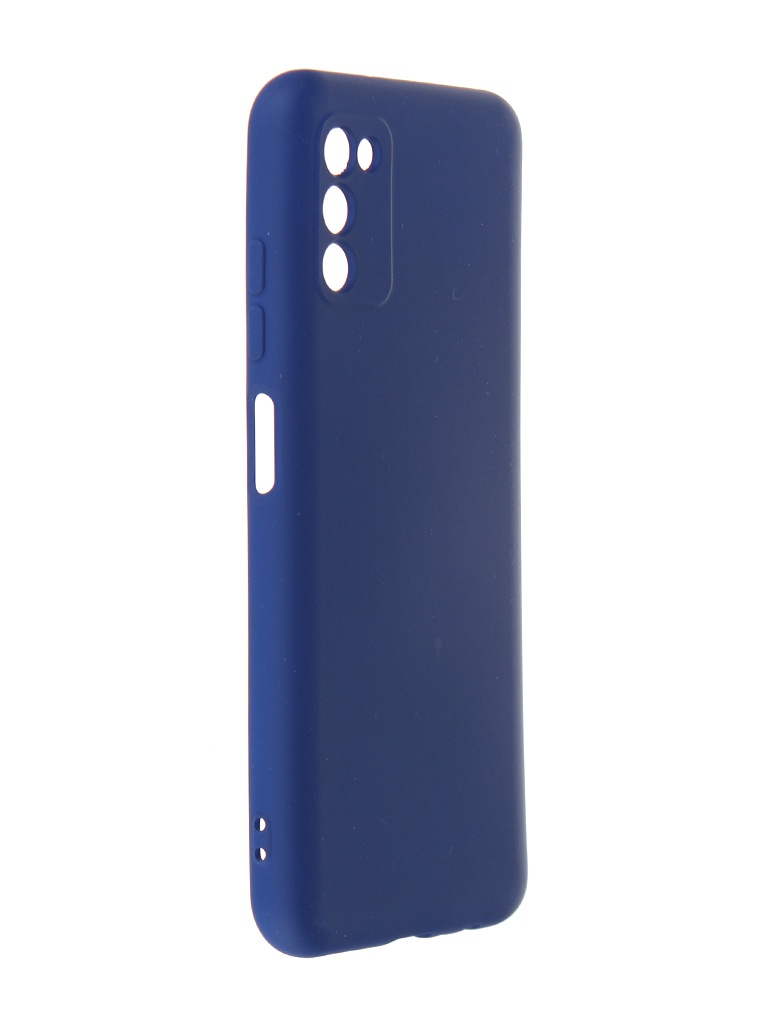 Чехол DF для Samsung Galaxy A03s с микрофиброй Silicone Blue sOriginal-26 чехол df для honor 50 huawei nova 9 с микрофиброй silicone blue hworiginal 25