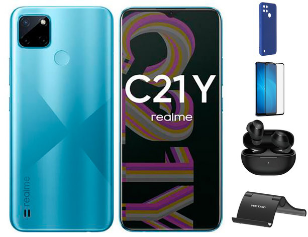 Zakazat.ru: Сотовый телефон Realme C21Y 4/64Gb Cross Blue & Wireless Headphones Выгодный набор + серт. 200Р!!!