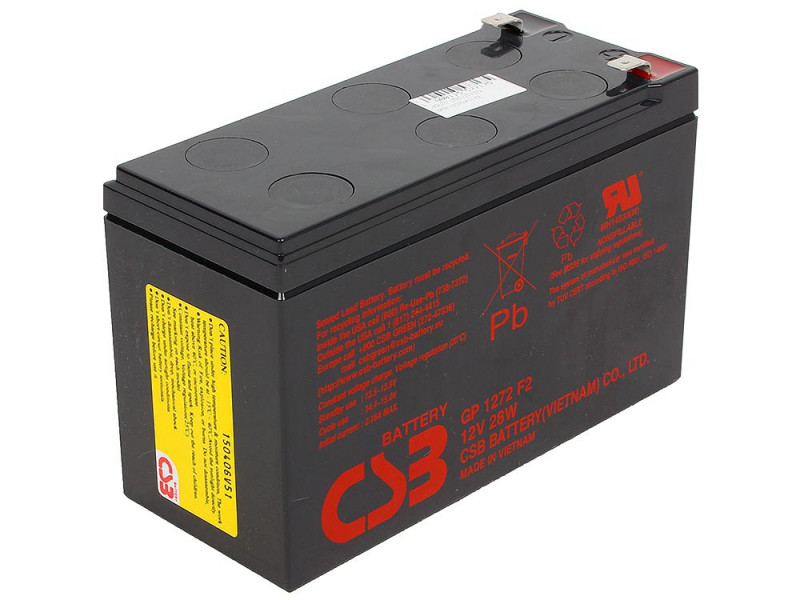 Аккумулятор для ИБП CSB GP1272F2 12V 28W 7.2Ah клеммы F2 аккумулятор 12v 5ah wbr hr1221w f2