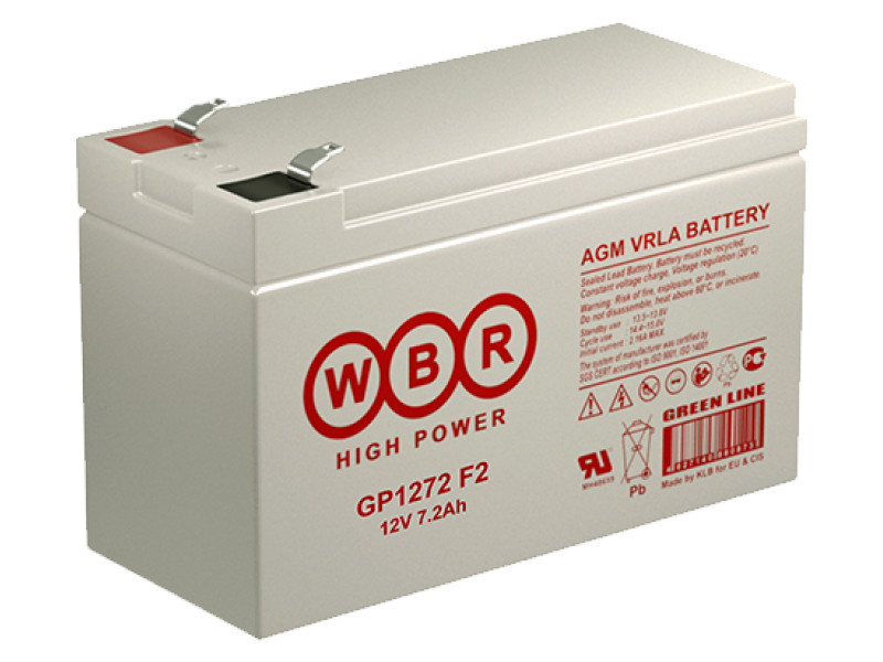 Аккумулятор для ИБП WBR GP1272 12V 7.2Ah клеммы F2 аккумулятор 12v 5ah wbr hr1221w f2
