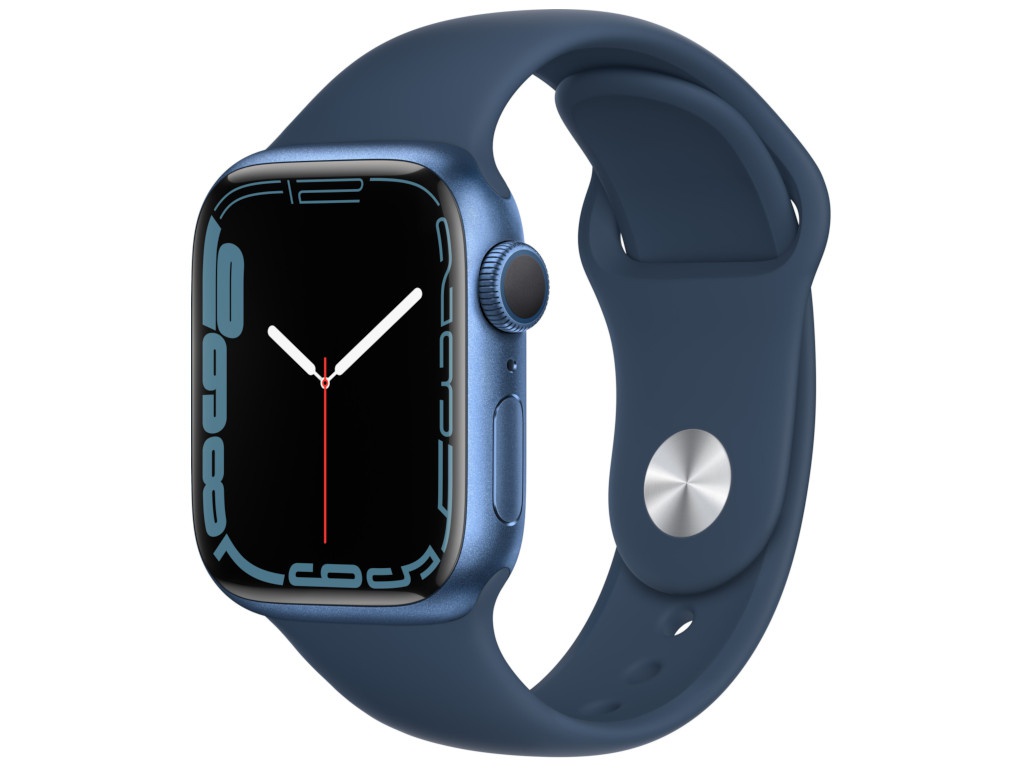 фото Умные часы apple watch series 7 41mm blue aluminium case with abyss blue sport band mkn13ru/a