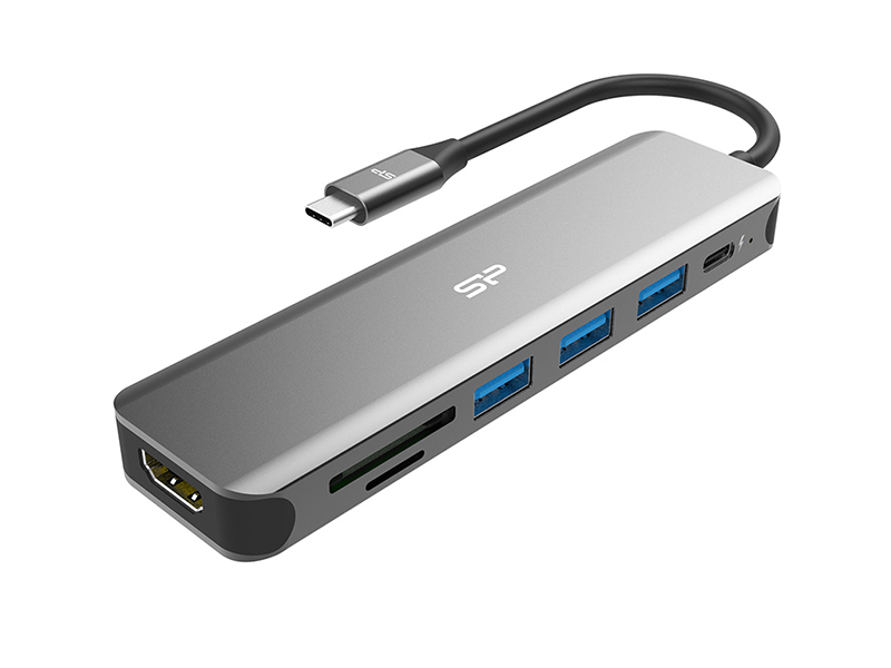 фото Док-станция silicon power boost su20 sd/microsd/3xusb 3.2/typec/hdmi spu3c07docsu200g