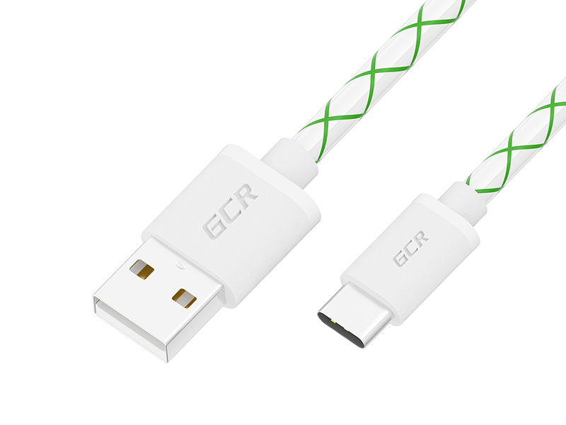 

Аксессуар GCR USB Type-C 5.0m White-Green GCR-53509, GCR-53509