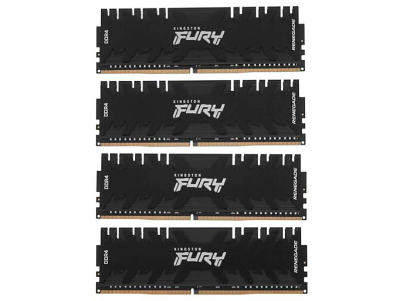 Модуль памяти Kingston Fury Renegade Black DDR4 DIMM 3200MHz PC-25600 CL16 - 32Gb Kit (4x8Gb) KF432C16RBK4/32 оперативная память kingston ddr4 32gb 4x8gb 3600mhz fury beast black kf436c17bbk4 32