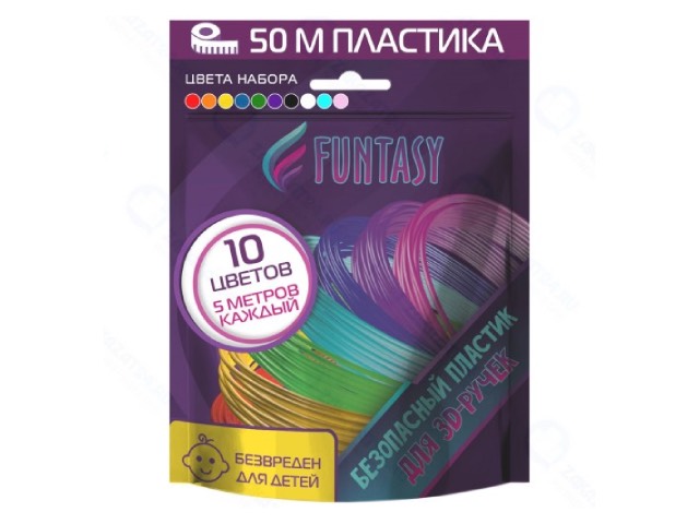 Аксессуар Funtasy PLA-пластик 10 цветов по 5m PLA-SET-10-5-1 наборы для творчества funtasy набор pla пластика для 3d ручек 12 цветов по 10 м