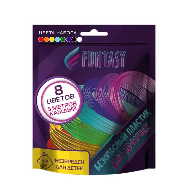 Аксессуар Funtasy PLA-пластик 8 цветов по 5m PLA-SET-8-5-1