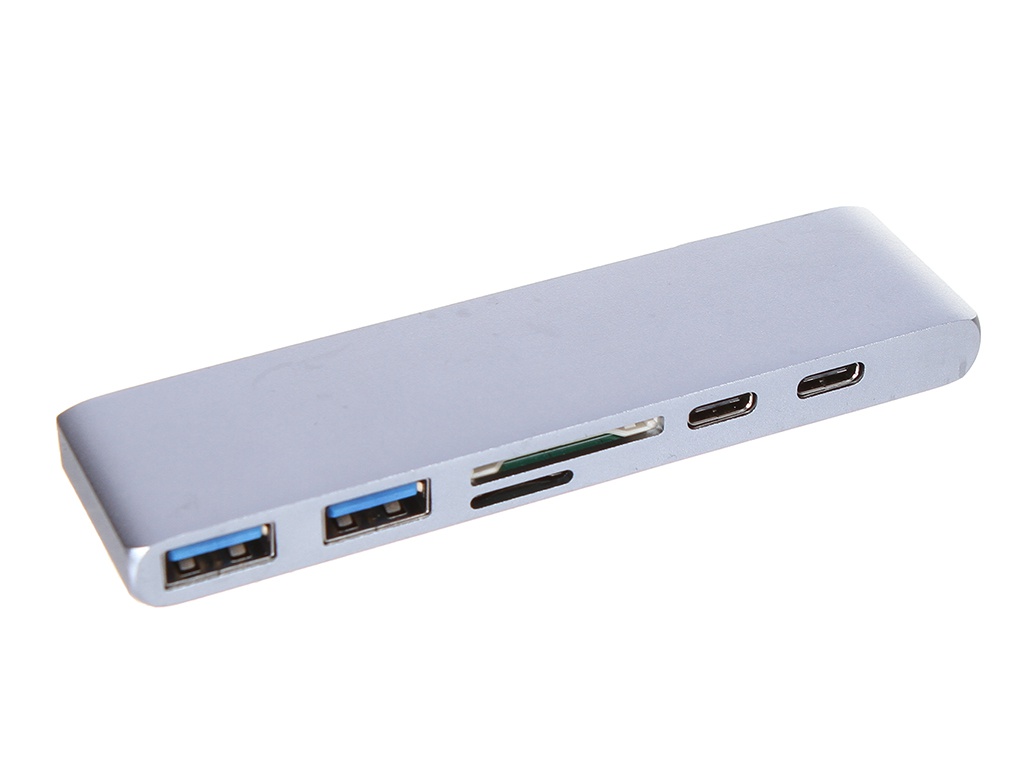 фото Аксессуар адаптер vbparts для apple macbook type-c - hdmi/2xusb 3.0 + 2xtype-c + sd/tf grey 075355