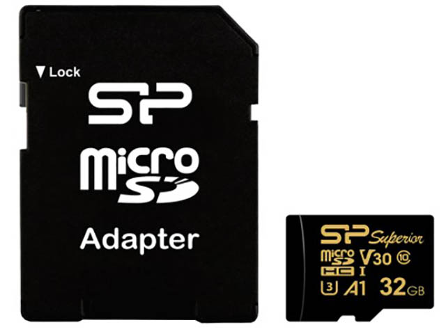   32Gb - Silicon Power Superior Golden A1 MicroSDHC Class 10 UHS-I U3 A1 SP032GBSTHDV3V1GSP   SD