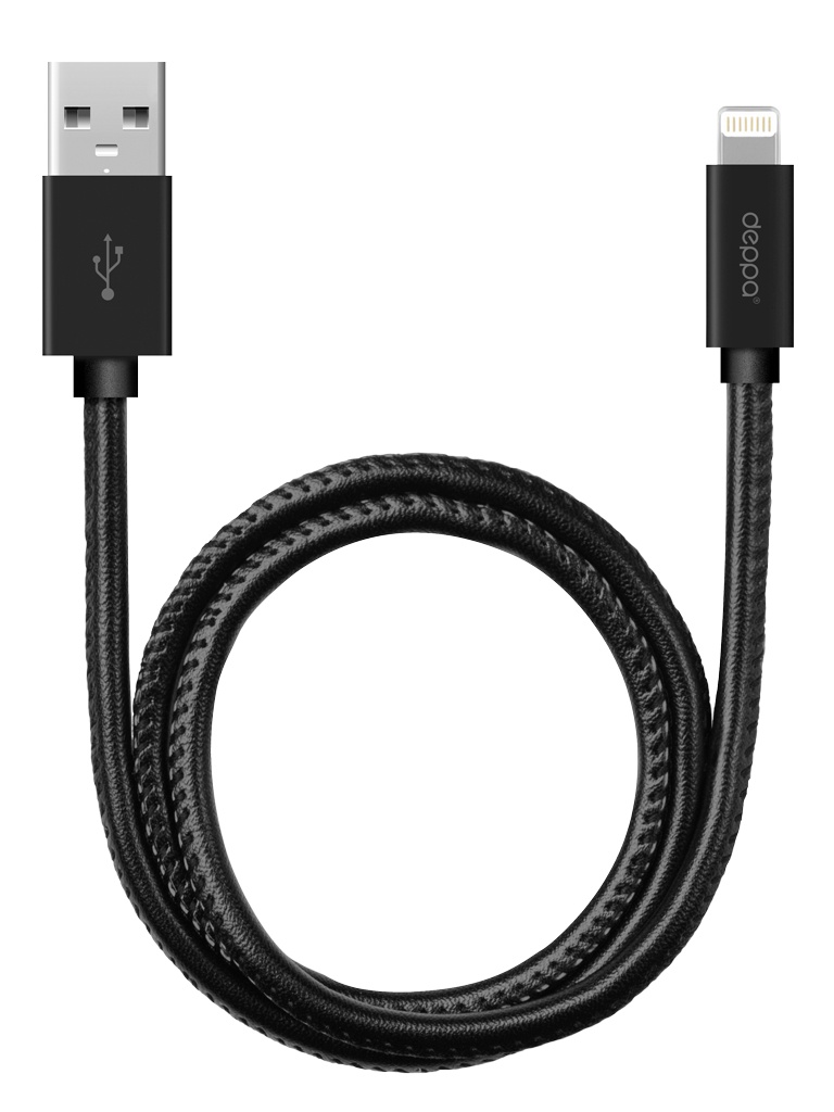 

Аксессуар Deppa Leather USB - Lightning 1.2m Black 72266, 72266