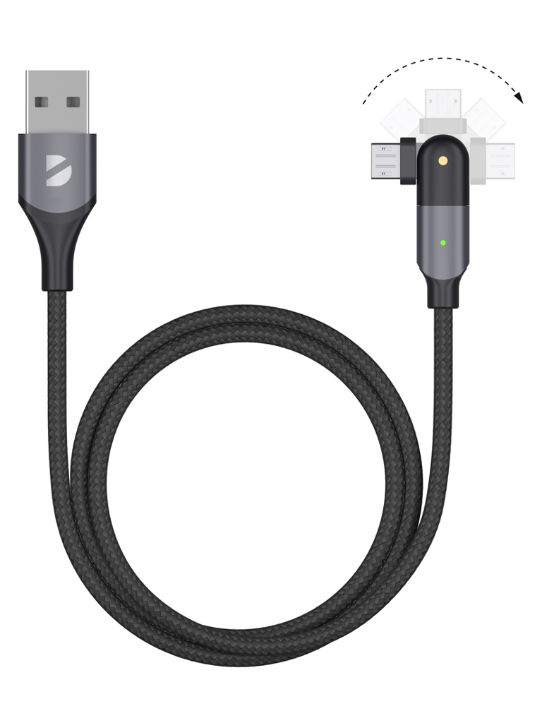 

Аксессуар Deppa USB - micro USB 1.2m Black 72324, 72324