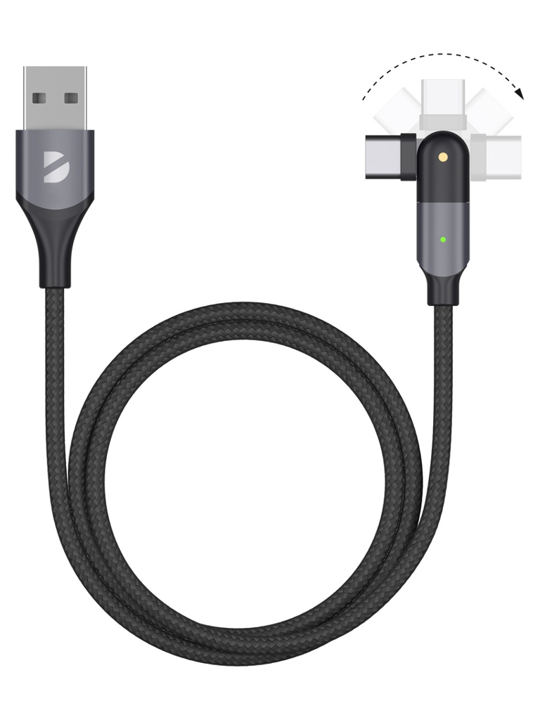 

Аксессуар Deppa USB - Type-C 1.2m Black 72325, 72325