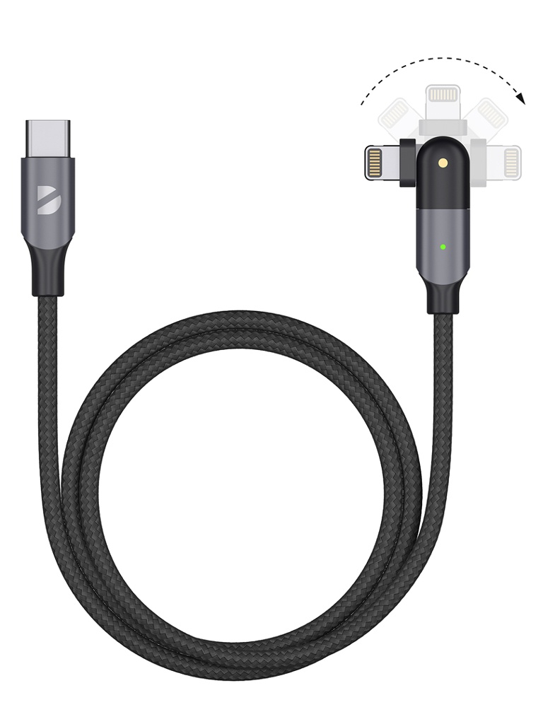 

Аксессуар Deppa Type-C - Lightning 1.2m Black 72331, 72331