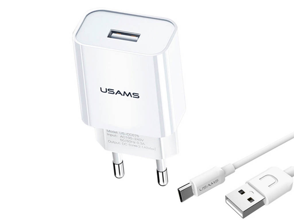 фото Зарядное устройство usams t21 charger kit usb t18 2.1a + кабель microusb 1m t21ocmc01