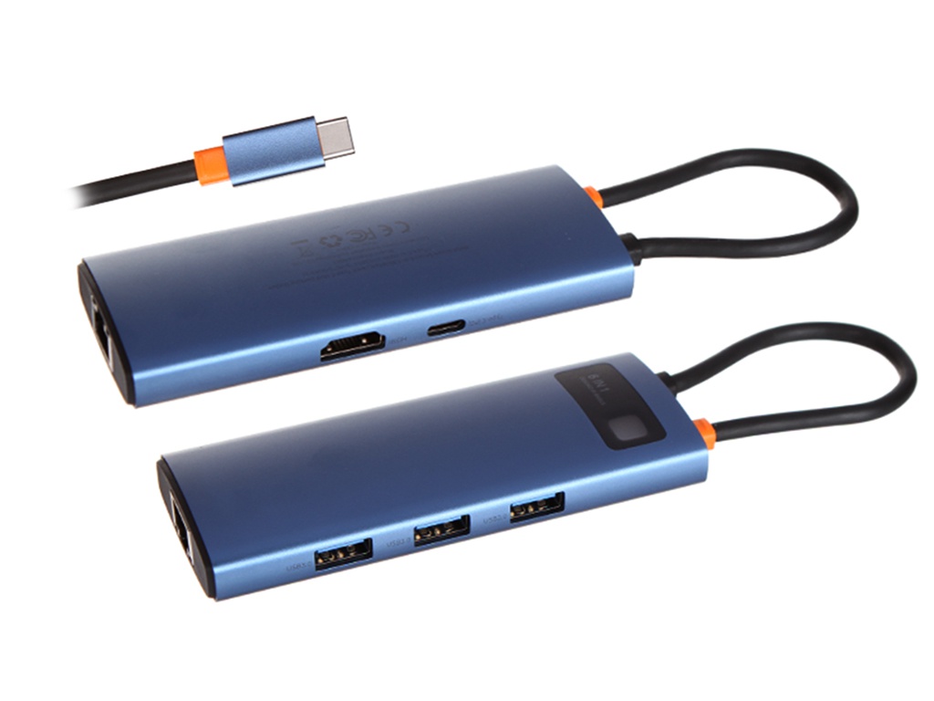 Хаб USB Baseus Metal Gleam Series 6-in-1 Multifunctional Type-C HUB Docking Station Blue WKWG000003