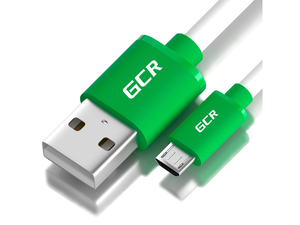 

Аксессуар GCR USB - MicroUSB 25cm White-Green GCR-51504, GCR-51504
