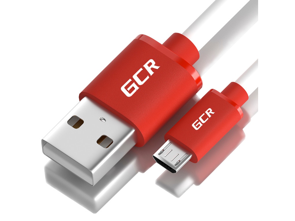 

Аксессуар GCR USB - MicroUSB 25cm White-Red GCR-51501, GCR-51501