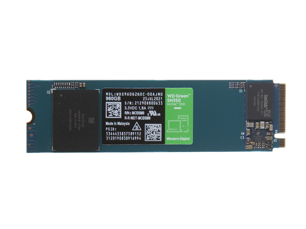 

Твердотельный накопитель Western Digital Green SN350 960Gb WDS960G2G0C, SN350