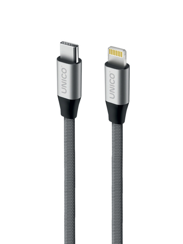 

Аксессуар Unico Type-C - Lightning 2.1А PD 1m Grey DCTYPEC8PINUNC, DCTYPEC8PINUNC