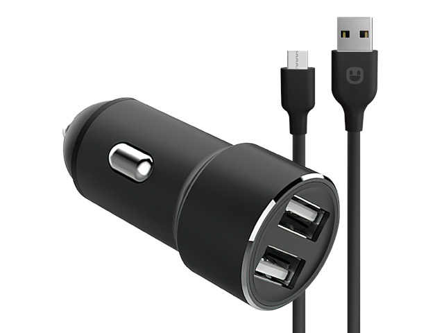 фото Зарядное устройство unico 2xusb 2.4a + кабель microusb black ccmicrounc