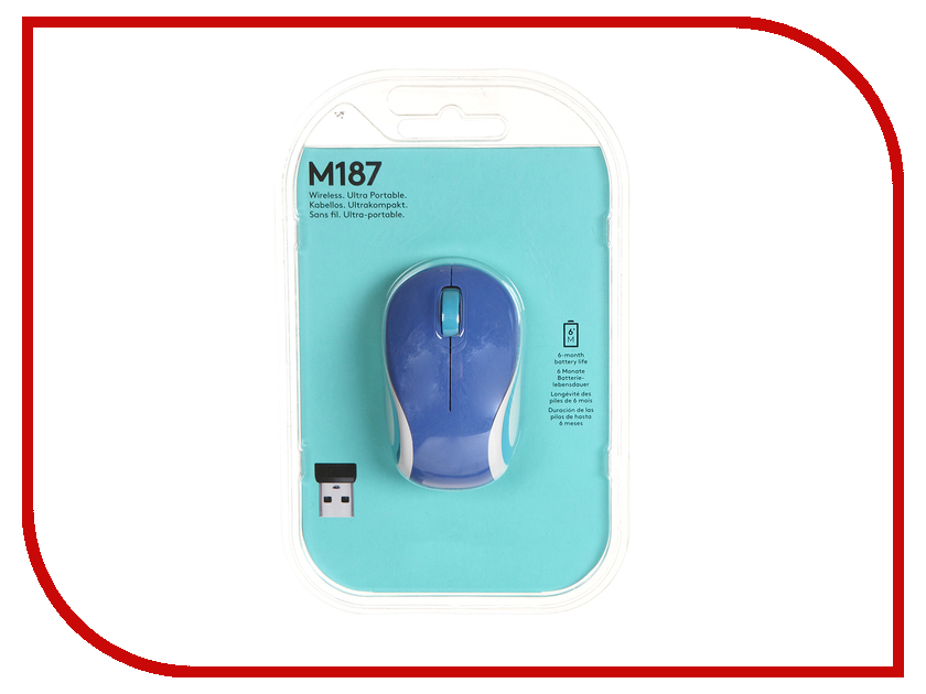 

Мышь Logitech Wireless Mini Mouse M187 Blue 910-002738 / 910-002733, M187