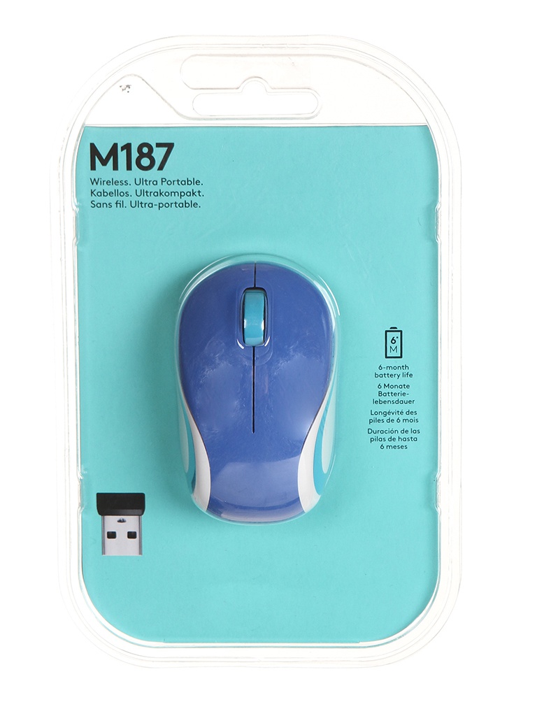 Zakazat.ru: Мышь Logitech Wireless Mini Mouse M187 Blue 910-002738 / 910-002733