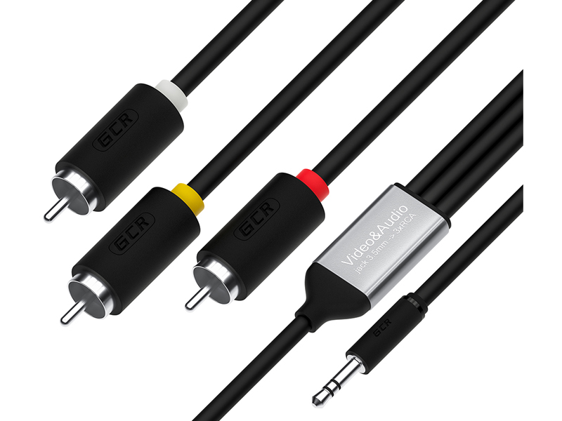 

Аксессуар GCR Audio Jack 3.5mm - 3хRCA 1m Black GCR-53202, GCR-53202