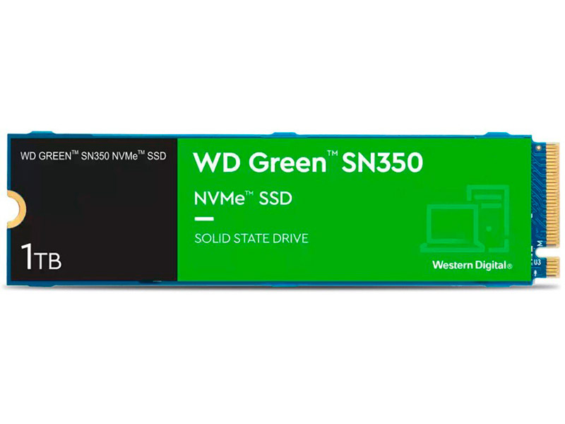 Твердотельный накопитель Western Digital SN350 NVMe 1Tb Green WDS100T3G0C твердотельный накопитель western digital green sn350 nvme 500gb wds500g2g0c