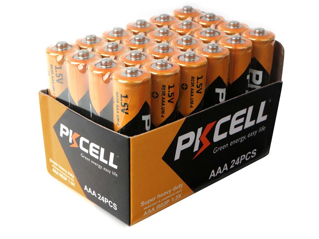 Батарейка AAA - Pkcell R03P-4S-24 (24 штуки) battery батарейка солевой элемент питания pkcell 1 5 в r6p 4s 24 тип aa 24 шт пленка