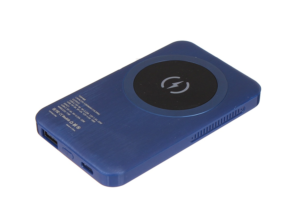 

Внешний аккумулятор TopON TOP-M5 5000mAh MagSafe Qi 15W PD 20W Blue, TOP-M5B