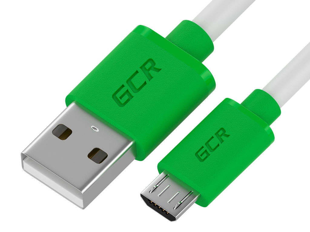 

Аксессуар GCR QC USB - MicroUSB 1.5m White-Green GCR-52458, GCR-52458