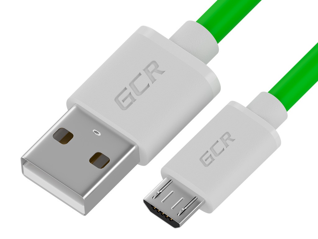 

Аксессуар GCR QC USB - MicroUSB 1m Green-White GCR-52483, GCR-52483